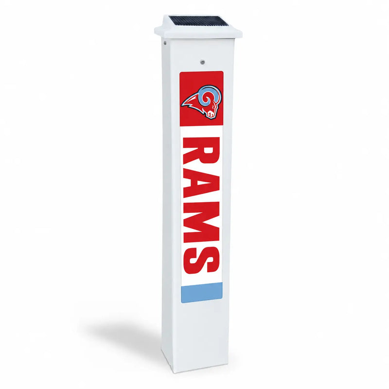 Dubuque Senior Rams Solar Glow Post in daylight, shown on a white background.